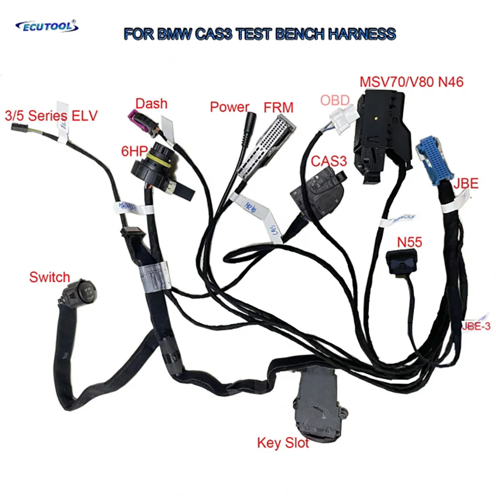 Ecutool Per Bmw Cas3 Bench Test Platform Harness - Elv + Dme Msv70 Msv80 N46 + N55 + Egs 6Hp + Frm Off Adattatori Di Programmazione