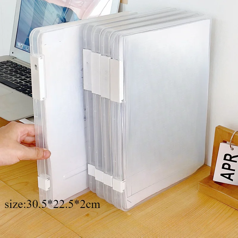 1pc A4 File Storage Box Transparent File Contract Classification Bills Sorting Office Document Case Organizer Supplies 2025