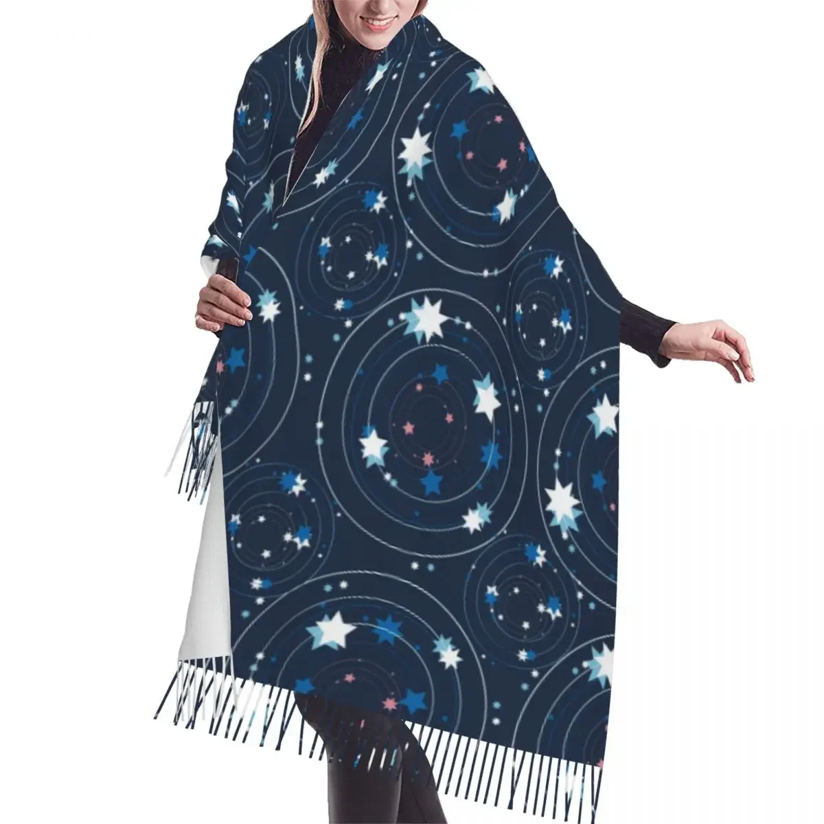 

Tassel Scarf Large 196*68cm Pashmina Winter Warm Shawl Wrap Bufanda Female Little Stars And Rounds Confetti Cashmere Scarves