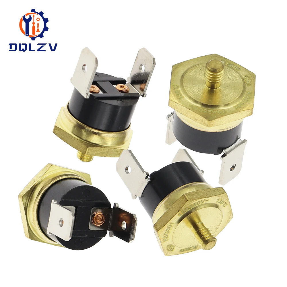 Temperature Switch KSD301 Hexagonal Copper Head M4 40C-150C Normally Closed 10A250B Bent Leg Thermostat Fuse