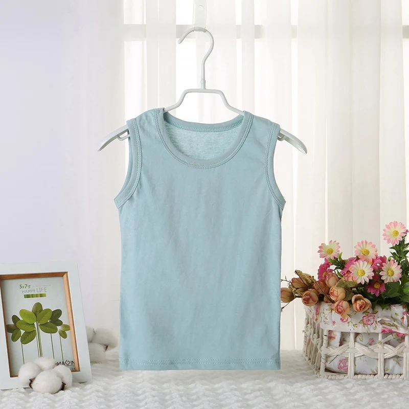 2-9T summer children vest kids girls boys solid color tops sleeveless undershirts tees shirts white cotton breathable T shirt kids tops