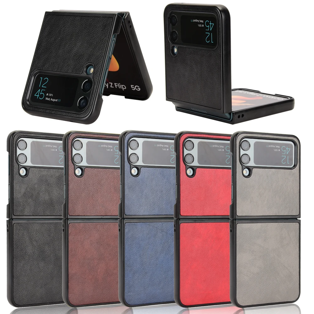 Per Samsung Galaxy Z Flip 4 Custodia Litchi Skin Pattern Pu Leather E Pc Book Cover Per Samsung Galaxy Z Flip 4 Zflip 4 Custodia Per Telefono