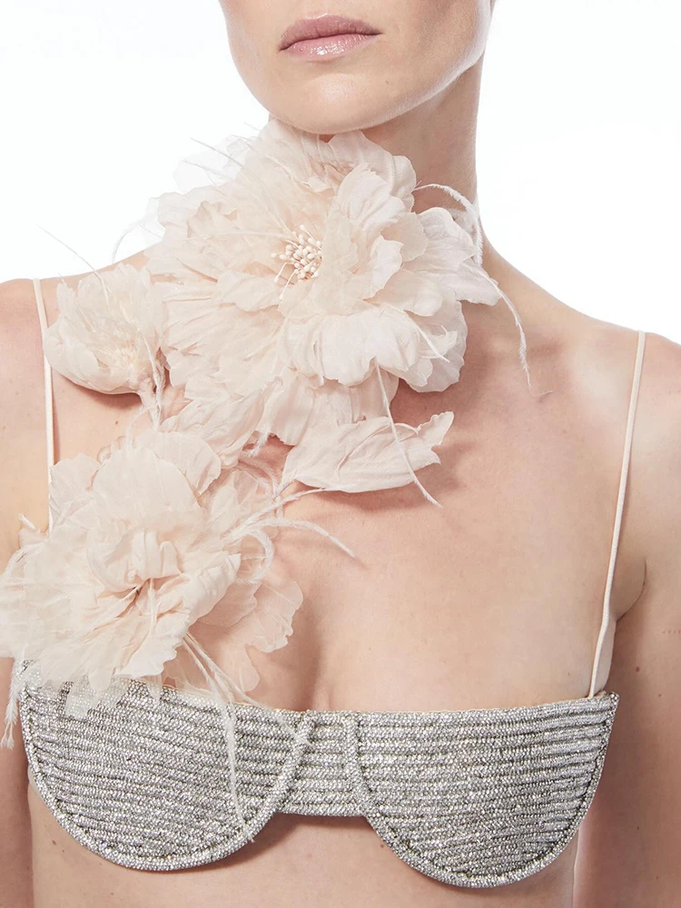 Catena Del Corpo Cristallo Argento - Accessorio Sexy Per Bikini E Discoteca