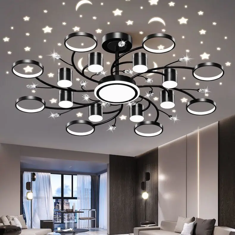 2022 New Modern Starry Sky Led Ceiling Chandelier Minimalist for Bedroom Living Room Hall Pendant Lights Indoor Lighting Lusters round chandelier