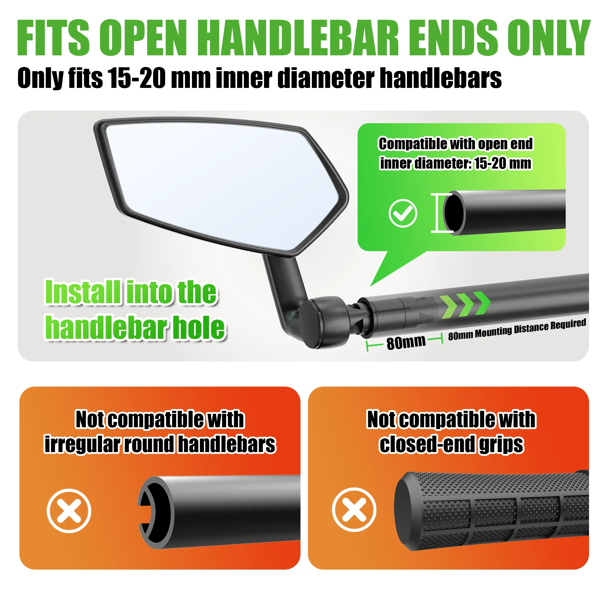 Enhanced Bicycle Rearview Mirror - HD Wide Angle, Durable, Handlebar End Mount