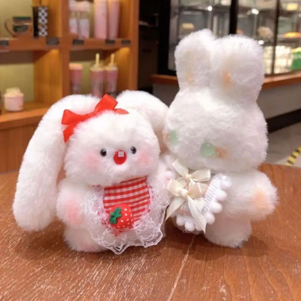 

Soft Plush Stuffed Animals Dolls Bags Decorations Creative Lace Long Ear Rabbit Pendant With Tank Cut Bunny Key Chain For Girls