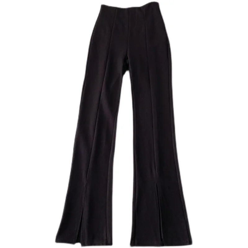 old navy capris Yitimoky Flare Pants Women Front Split High Waisted Ladies Trousers 2022 Spring Autumn Fashion Black Suit Trousers Side Zipper capri sweatpants