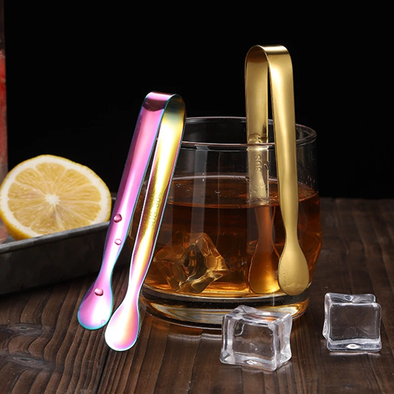 304 Stainless Steel Ice Cube Clips Round Head Sugar Food BBQ Pastry Tongs Kitchen Cooking Serving Clamp Bar Barware Accessories food tongs