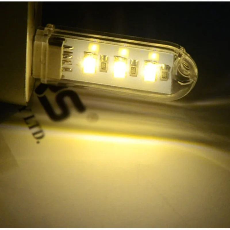 Mini USB LED lamp Book lights SMD 1.5w 3 LEDs 5730 Portable Camping Bulb Nightlight For Reading Night light PC Laptops Notebook