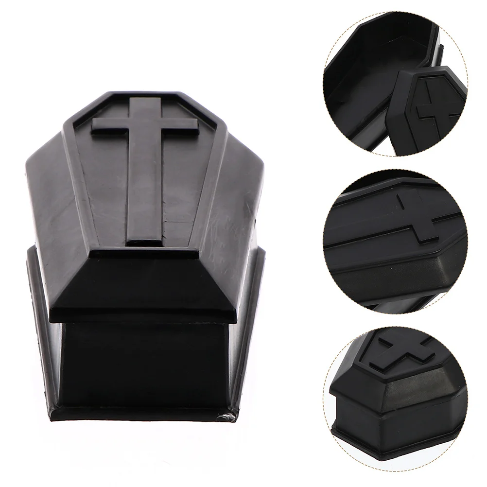 

Mini Coffin Decores Halloween Candy Treat Gift Decor Black Plastic Funeral Coffin Model Party Favor Micro Landscape