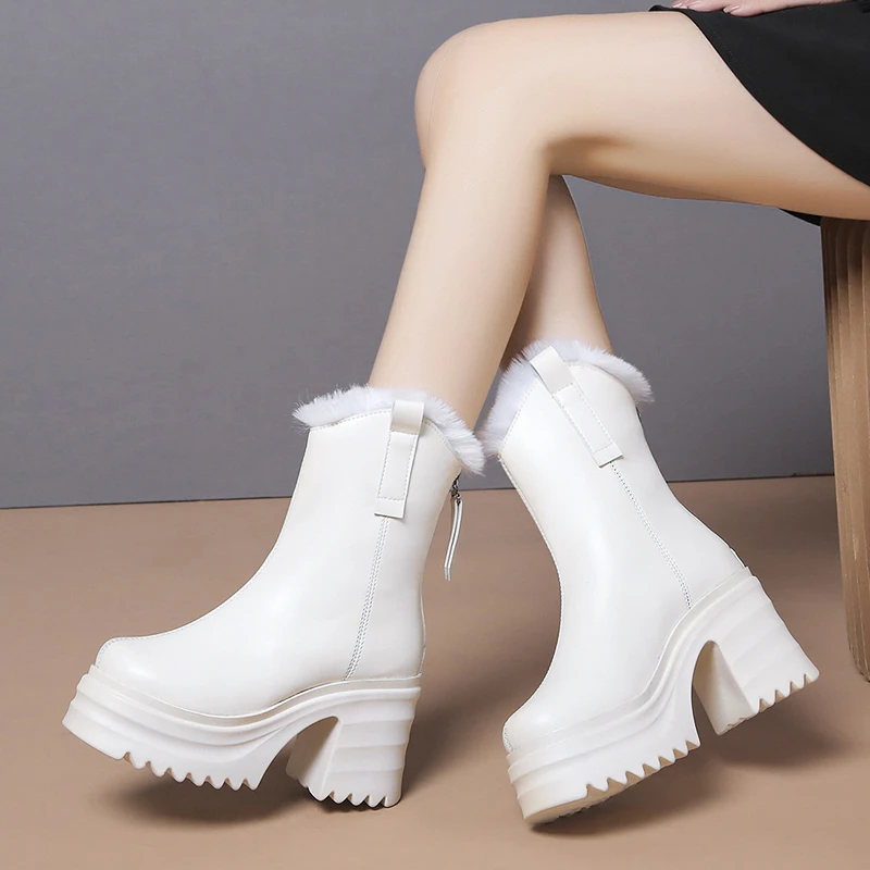 

Women's Mid Boots Women's Shoes Winter Shoes Rear Zipper Boots Women's Zipper Platform Women's 2022 Fall Sexy Martin Boots