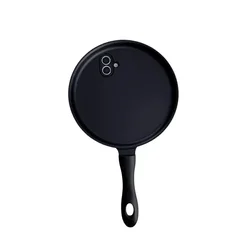 Funny 3D Frying Pan Shockproof Phone Case - INS Fashion Pot Design Cover - iPhone 15 Plus (Black)
