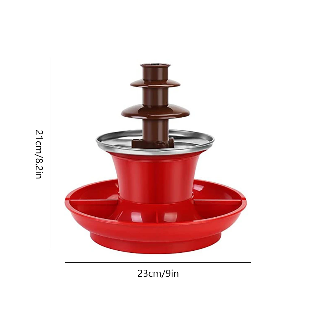 Mini Chocolate Fountain 3 Layers DIY Handmade Chocolate Melting Waterfall Melt with Fruits/Nuts/Treats Serving Tray