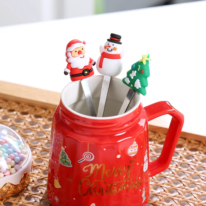 1PC 3D INS Christmas Tree Mug Creative Ceramic 460ml Large Capacity Milk Coffee  Thermos Cup With Lid Elk Spoon Xmas Party Gift - AliExpress