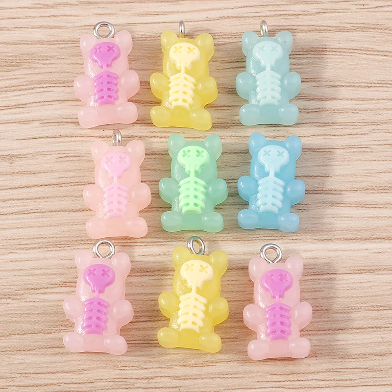 10 Stück 19x31mm Cartoon Harz Tier Bär Charms Anhänger für Schmuckherstellung Frauen Mode Tropfen Ohrringe Halskette DIY Handwerk Versorgung – Detail 8
