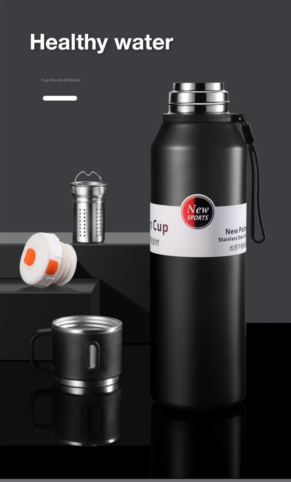 Insulated Stainless Steel Water Bottle with Ultra-Capacity for