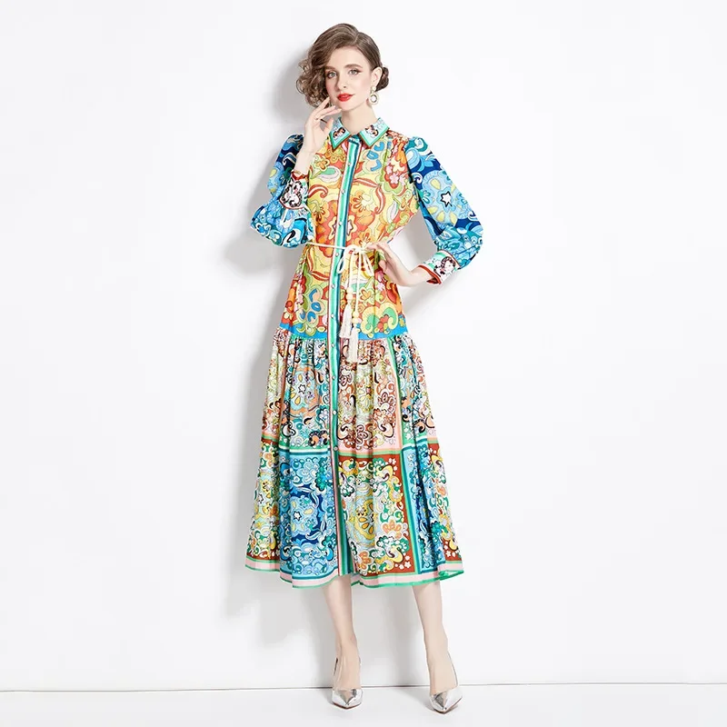 Analogie Pintuck Collar Dress 3/4 Sleeve - Wheat (Embroidered Linen Collection) main image 1