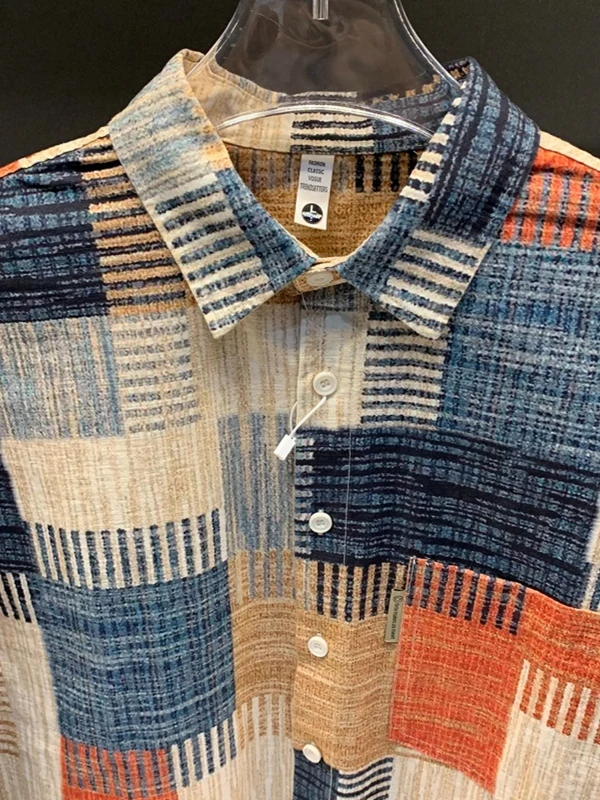 2025 Spring Summer New Sle Men's Long Sve irt Casual Plaid Color Blo Trendy Loose Fit Youthful Spring Autumn Wear