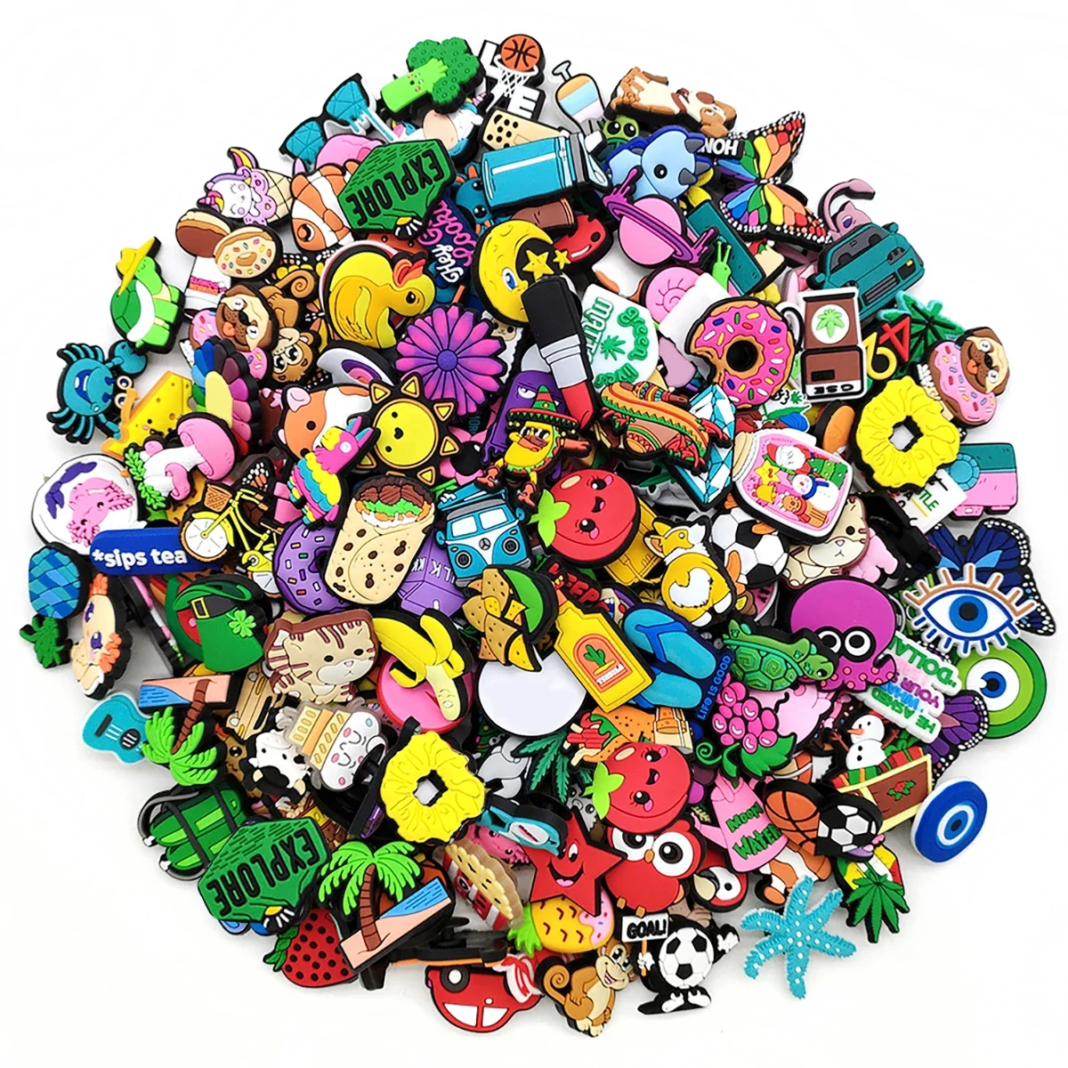 6/30/60/100/200 Pcs Cartoon Shoe Charms for Clogs Bubble Slides Sandals PVC Shoe Decorations Accessories For Teens shoe charms