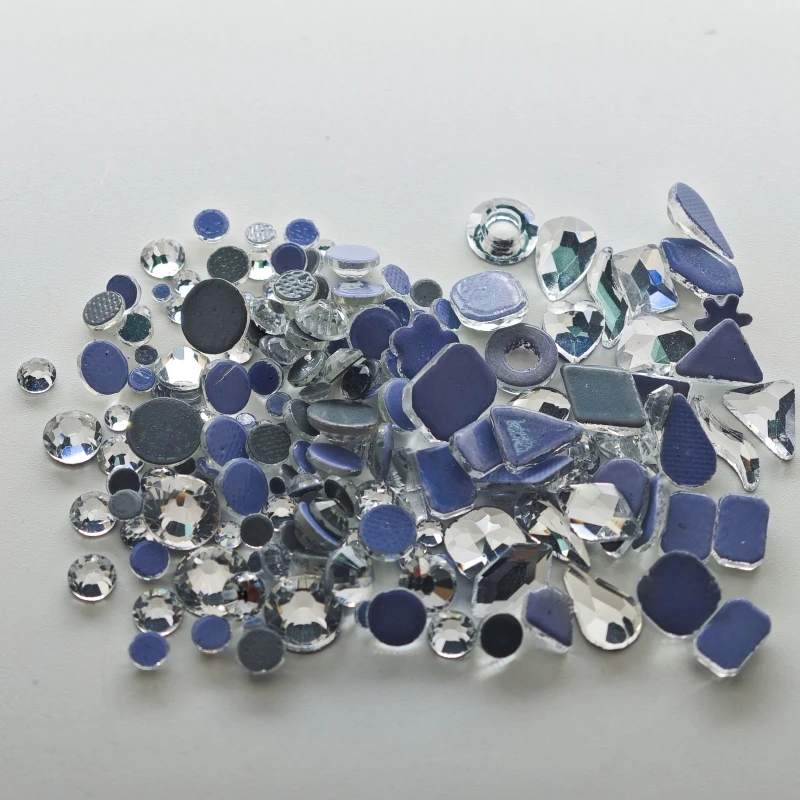 200 p/Pack Mini-Größe gemischt verschieden geformte mehrfarbige Kristall schlanke Strass 3d Maniküre Nail Art Dekoration Charms Schmuck – Detail 8