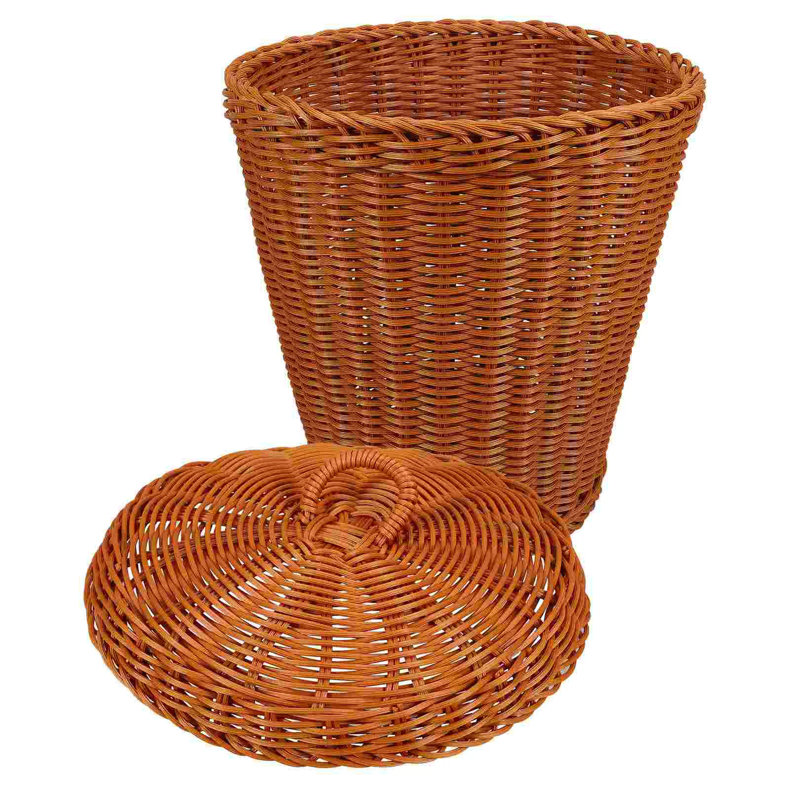 

Zero Rattan Wicker Trash Can Lid Woven Storage Basket Wicker Waste Basket Small Trash Can Garbage Cans Laundry Hamper Flower