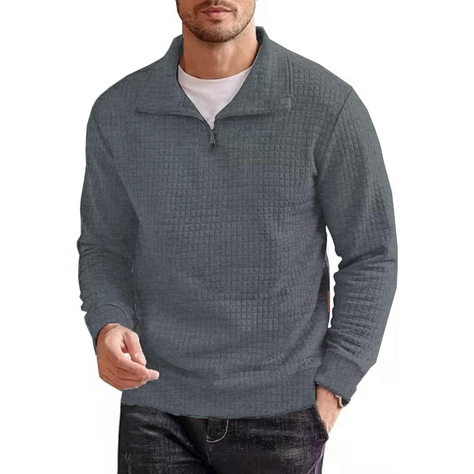 Men's Loose Stand-collar American Retro Waffle Cotton Coat
