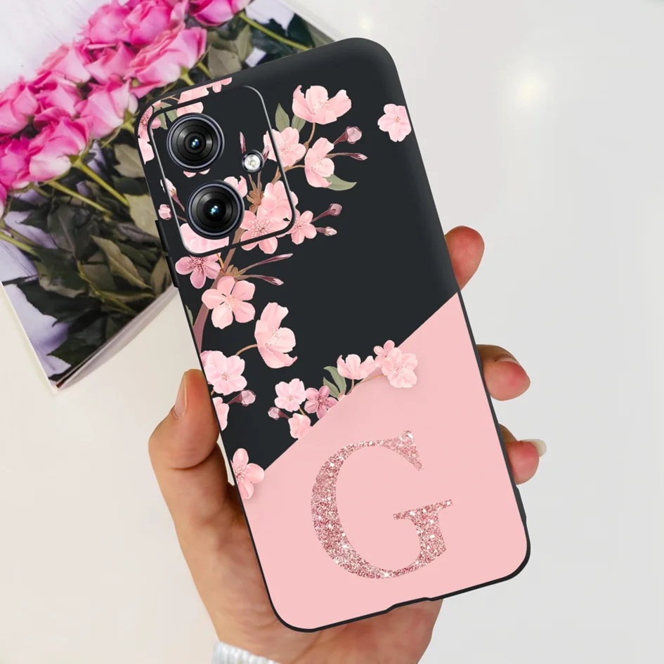 Stylish Flower Letters Soft Couple Phone Cover with Bumper