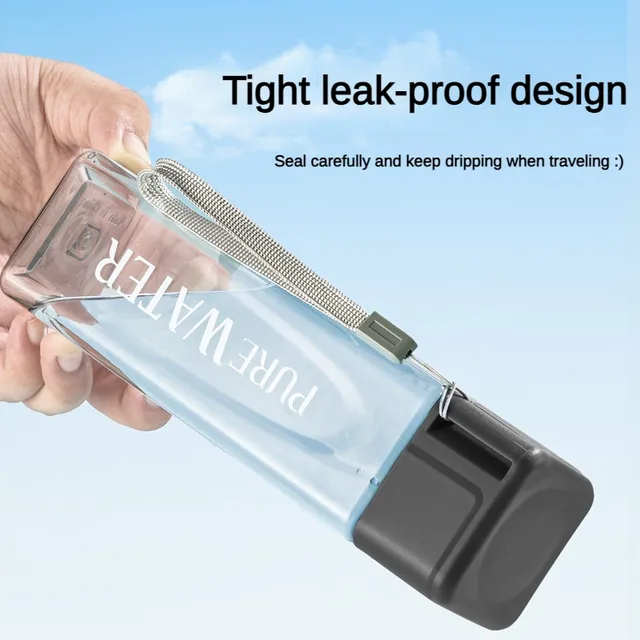 500ml 1 Pcs Clear Square Drinking Glass in Mate Plastic Portable Water Bottle with Milk Cable for Outdoor Sports Water bottle 3