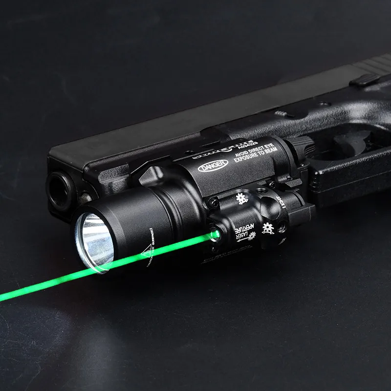 

Surefir X400 Tactical Airsoft Hanging Weapon Scout Light 600lumens LED Pistol Flashlight With Green Red Laser indicator X300