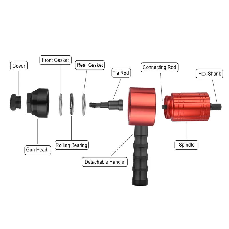 Rivet Nut Gun Riveting M3~M8 Cordless Rivet Drill Electric Adapter Insert Nut Tool, Can Be Used In Manual And Electric Mode 5