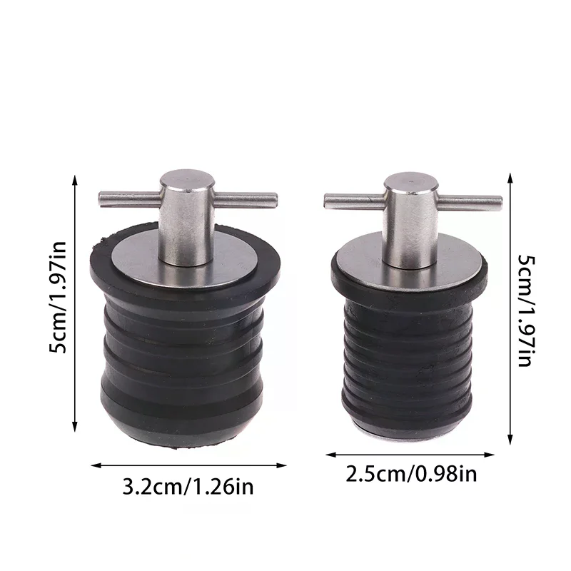 25MM/32MM T-핸들 드레인 플러그 트위스트턴 마린 보트 드레인 플러그 고무 플러그(스테인레스 스틸 핸들 포함) 보트 액세서리