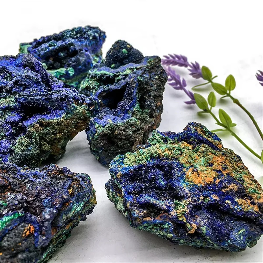 Natural Azurite Malachite Geode Quartz Crystal Geode Cluster Mineral Specimen Teaching Research Stone Collectible For Gift Decor 4