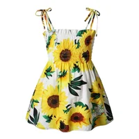 ‌2025 Summer Girls Princess Beach Dress Strapless Floral Print Sleeveless Party Wear Toddler Solid Color Casual Fashion 1-6Y
