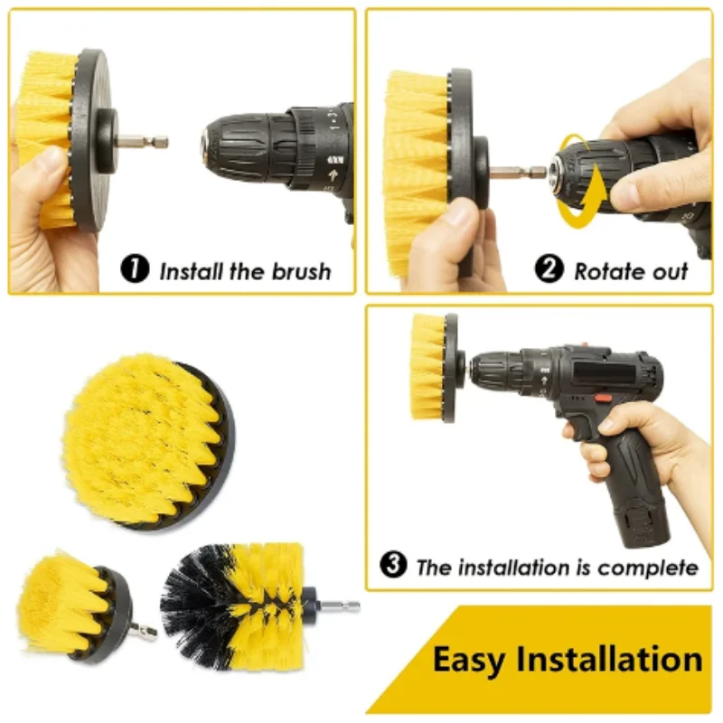 7pcs Drill Brush Attachment Set Power Scrubber Brush With Drill Scrub Brush For Cleaning Showers Tubs Bathroom Tile Grout Carpet 4