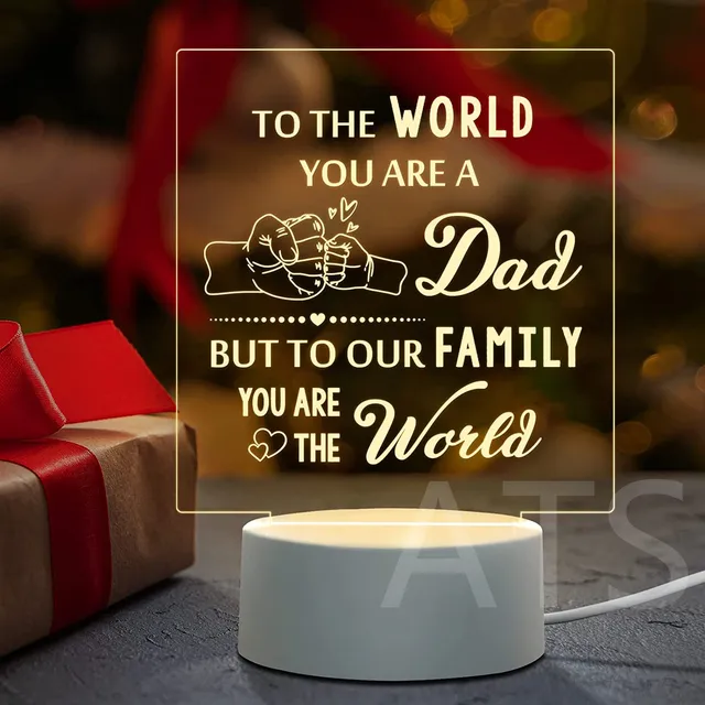 Pandasch Christmas Gifts for Dad, Best Gift for Dad from Daughter -  Personalized Engraved Acrylic Night Light with Wood Base, Unique Dad Gifts  for Thanksgiving or Christmas 