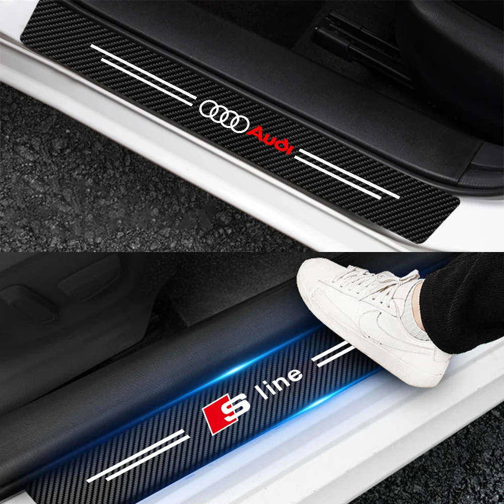 Carbon Fiber Car Door Sill Protector Threshold Stickers - Set of 4