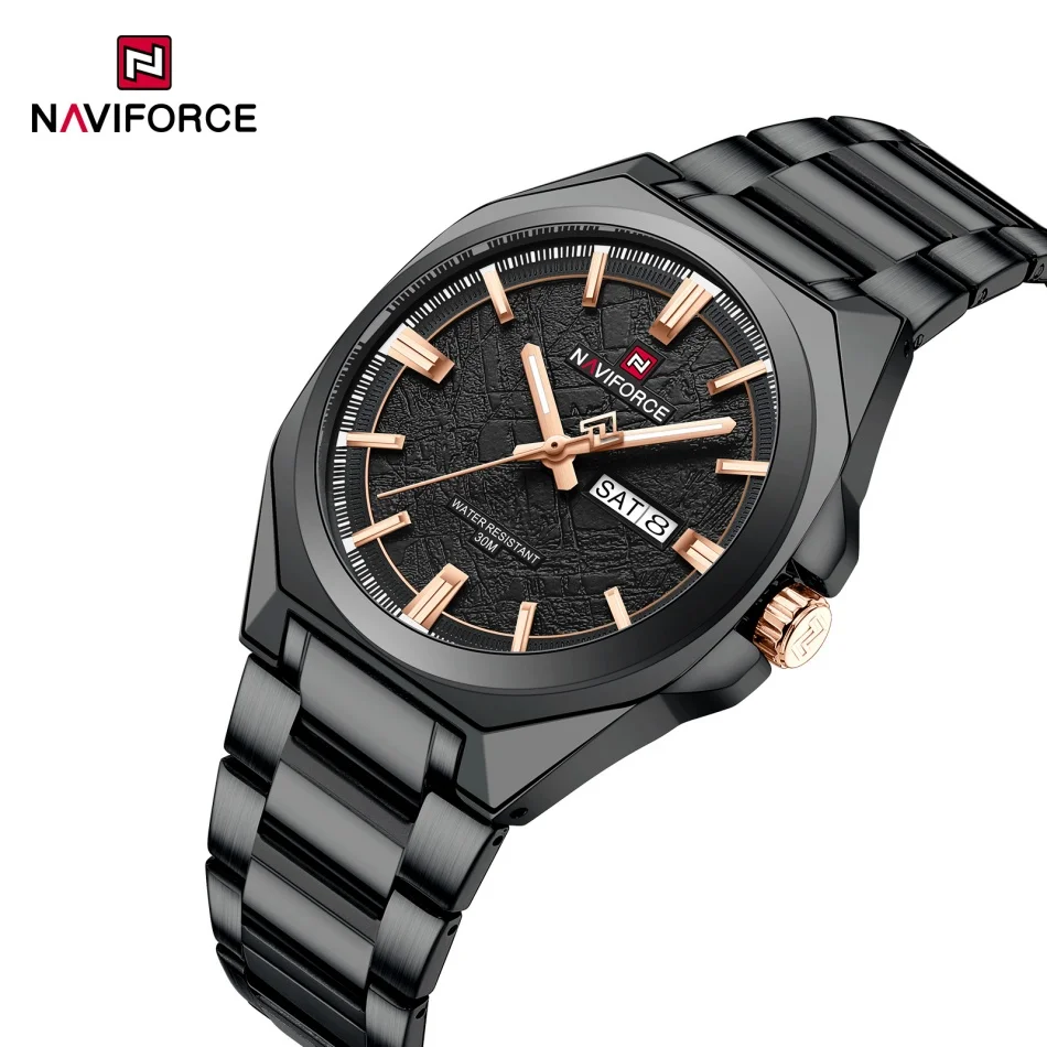 Luxury NAVIFORCE Men's Waterproof Stainless Steel Watch with Luminous Display