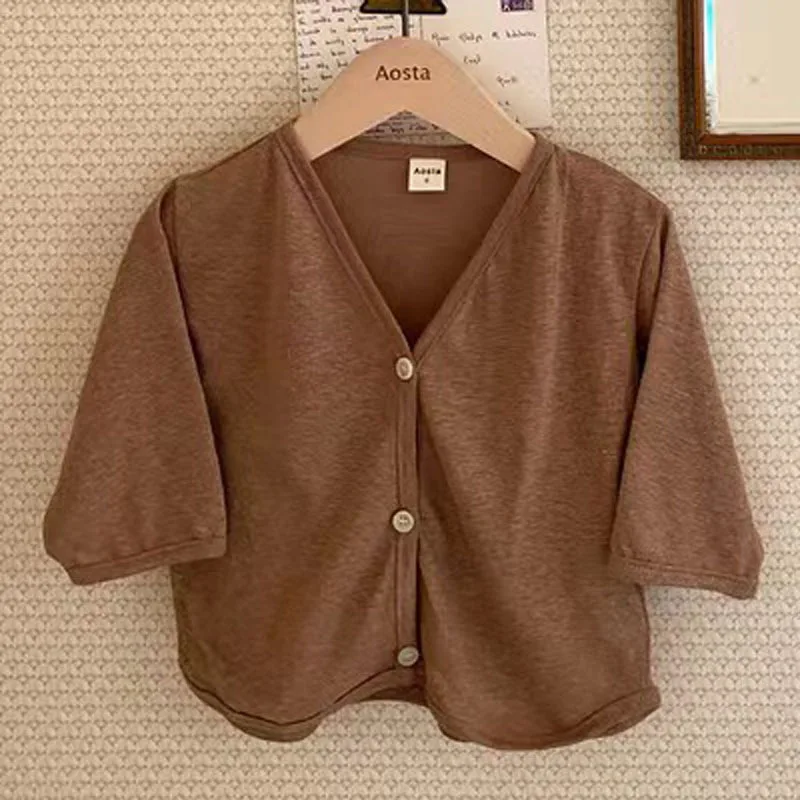 Summer Baby Solid Cardigan Thin Cotton Children Jacket Boys Mosquito Cardigan Coat Infant Girl Sun Protection Jacket baby jacket baby coat children jacket