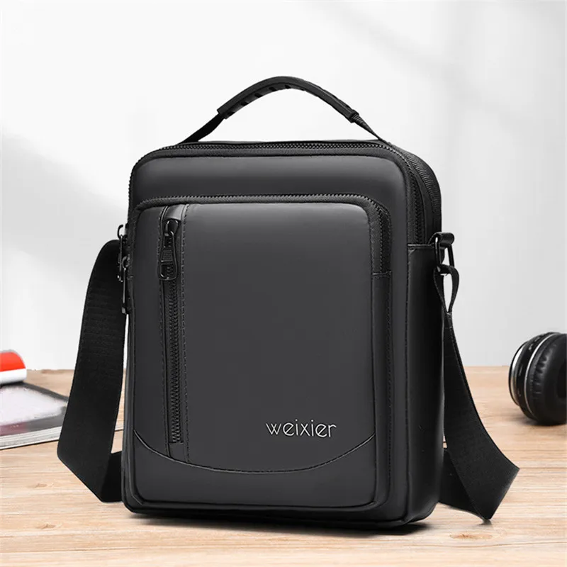 

Men Casual Crossbody Bag Male Shoulder Bags Zippers Handbags Large Capacity Artificial Leather Bag for Male Messenger Tote Bags
