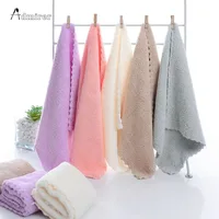 Candy Color Coral Velvet Kindergarten Square Children's Washing Hands Cleansing Soft Small Towel Hook Up Handkerchief 25*25cm 3