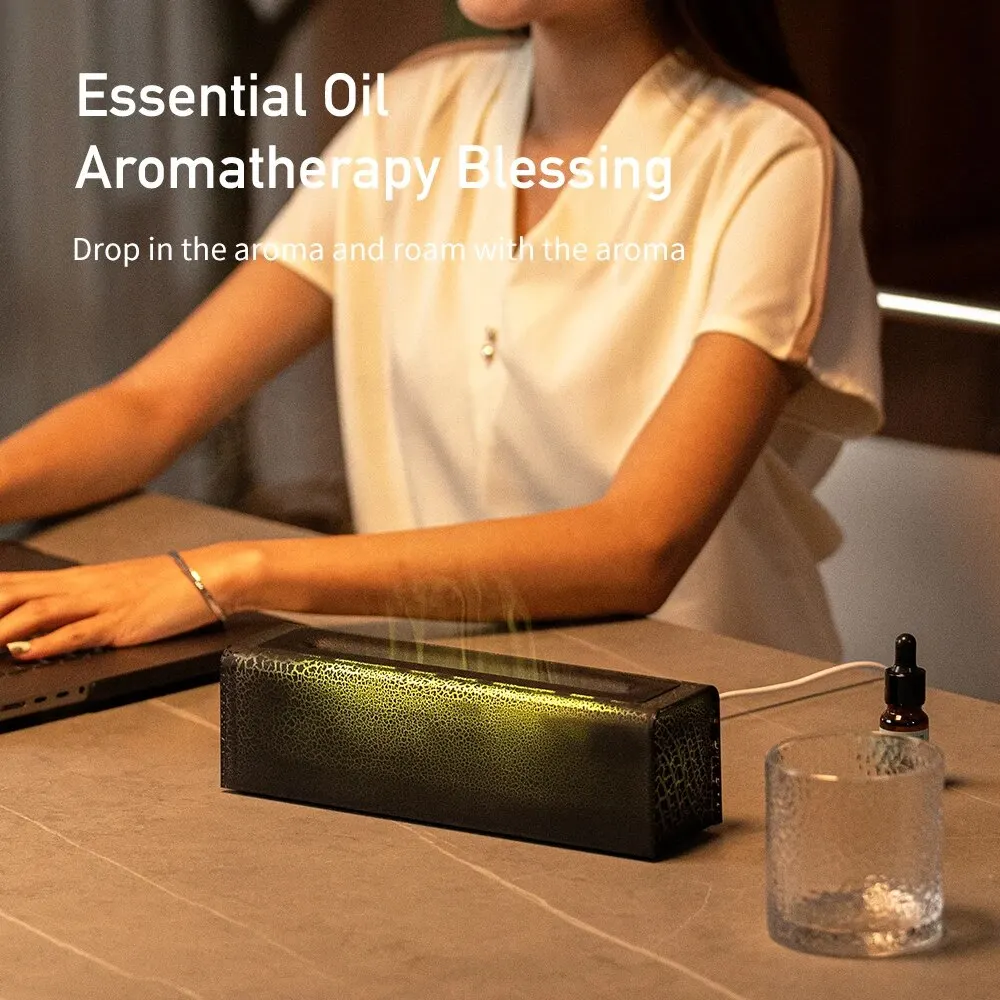 DQ711 불꽃 아로마 테라피 가습기, USB 플러그인, 사일런트 초음파 기술 타이머 기능, 0.5L 물 탱크, 블랙/화이트 옵션