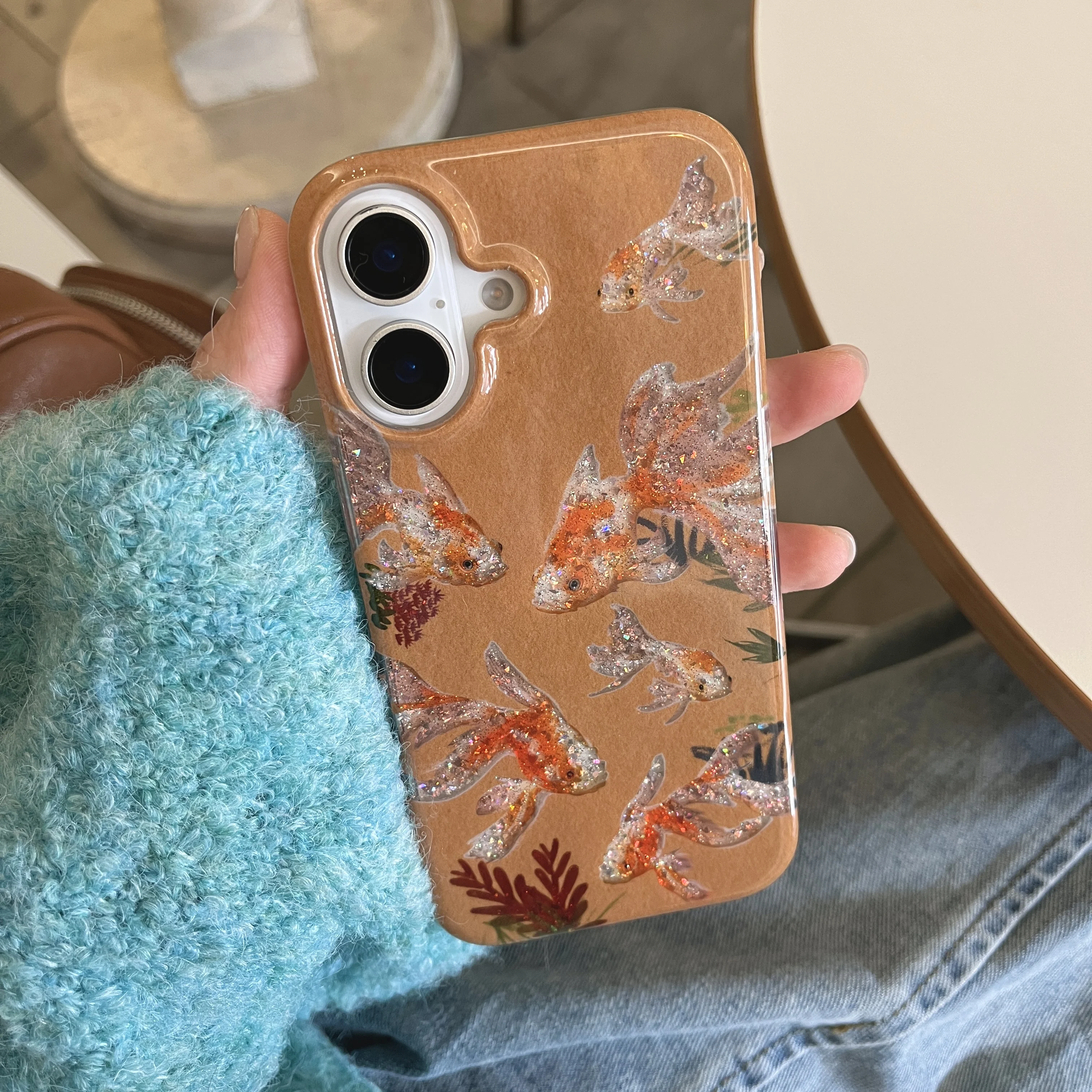 iPhone - 金魚 金魚の電話ケース,ぶら下がり,引っかき傷防止,美しいきらびやか