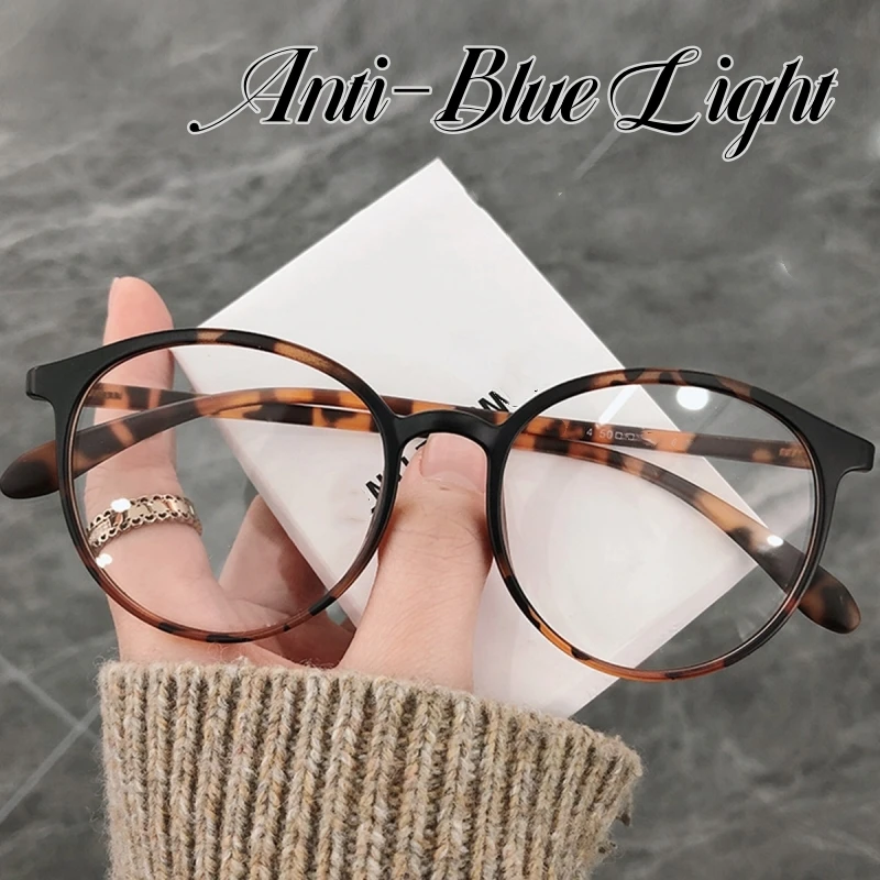 

Fashion Anti-Blue Light Clear Lens Myopia Glasses Ladies Round Frame Minus Diopter Eyeglasses Men Women Prescription Eyewear