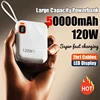 120W 50000mAh Power Bank Portable High Capacity Cable Two-way Fast Charging Mini 2in1 Wire Powerbank for iPhone Samsung ﻿Xiaomi 2