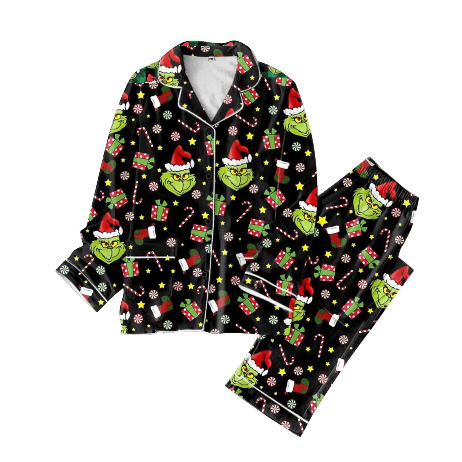 Unisex Christmas Tree Pattern Long-Sleeve Pajama Set Fashionable 3D Print Casual Y2K Style 2025 Collection Comfortable Sleepwear
