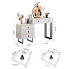 Makeup and Dressing Table with Mirror and Lamp, Small Dressing Table with 5 Drawers, and Adjustable Modern Dressing Table 5