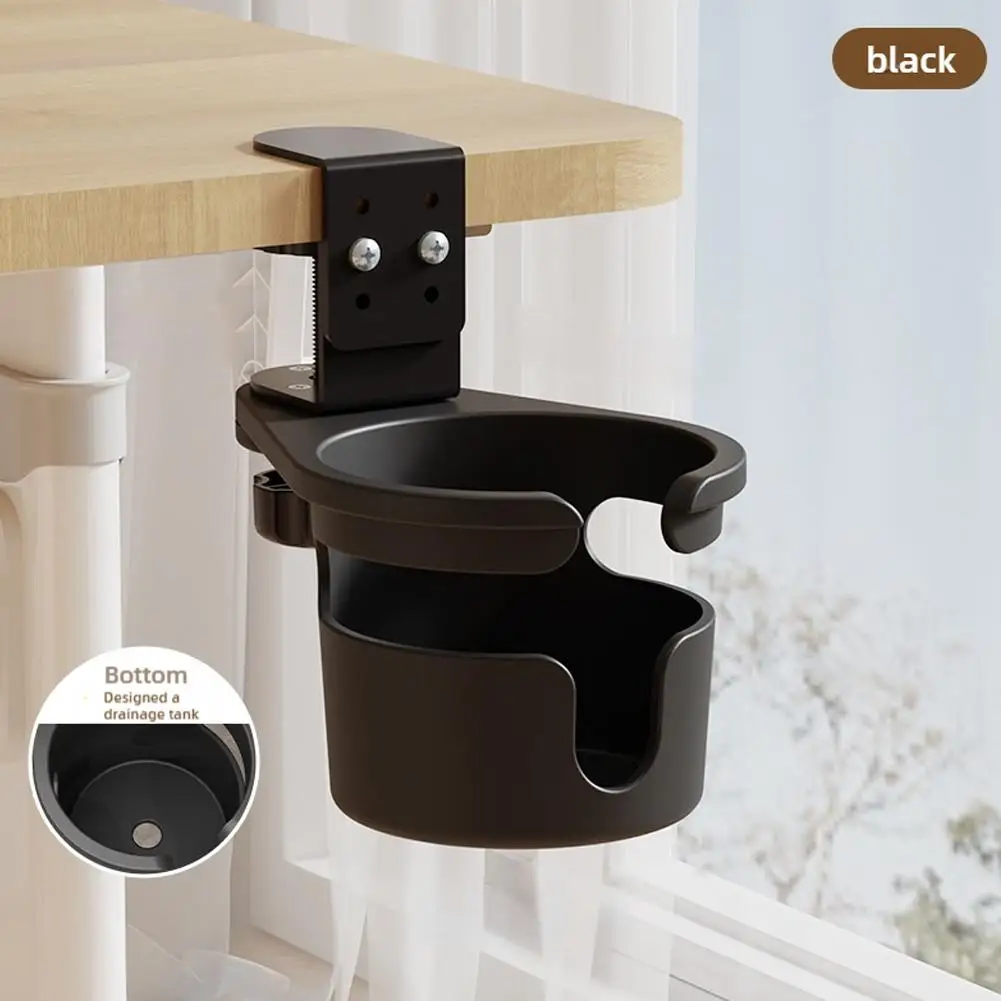 Universal Desk Cup Holder Adjustable Arm Clamp Stand Anti-fall Edge Holder Clamp Table Rotating Cup 360 Degree D4r9