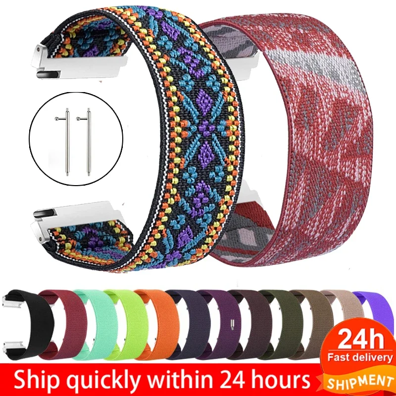 

18mm 20mm 22mm Scrunchie Elastic Sport Strap for Samsung Galaxy Watch 46mm band Nylon active 2 gear s3 band For Woman Bracelet