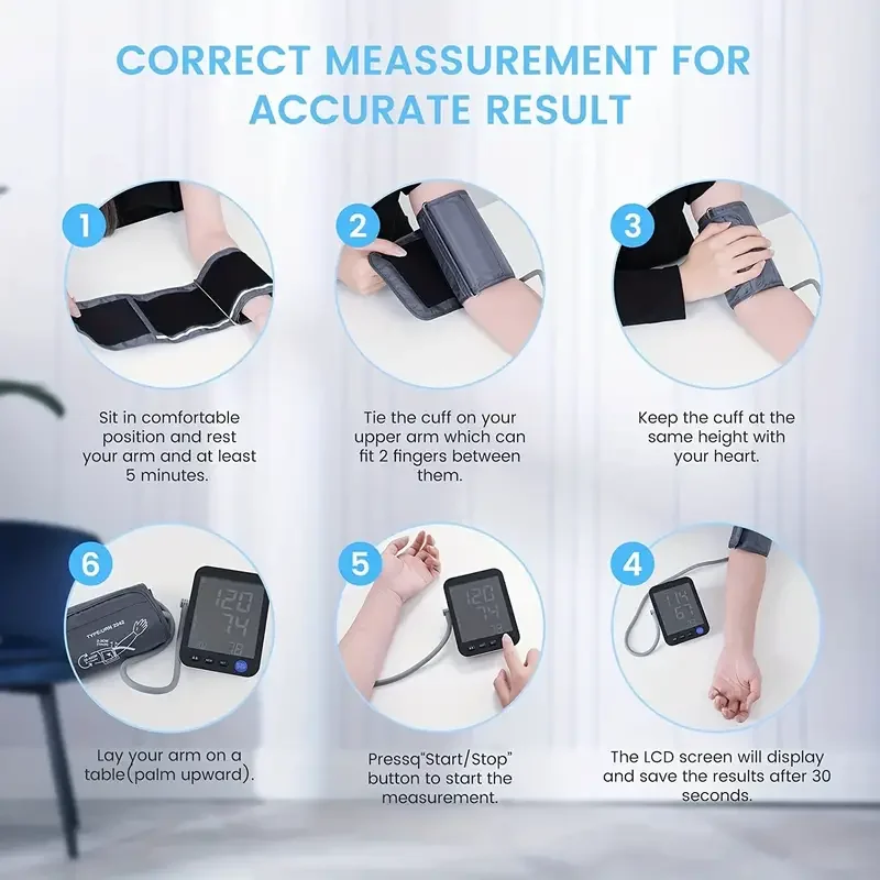 Home electronic arm blood pressure monitor 3.9 inch large backlight LCD voice Bluetooth blood pressure automatic measuring