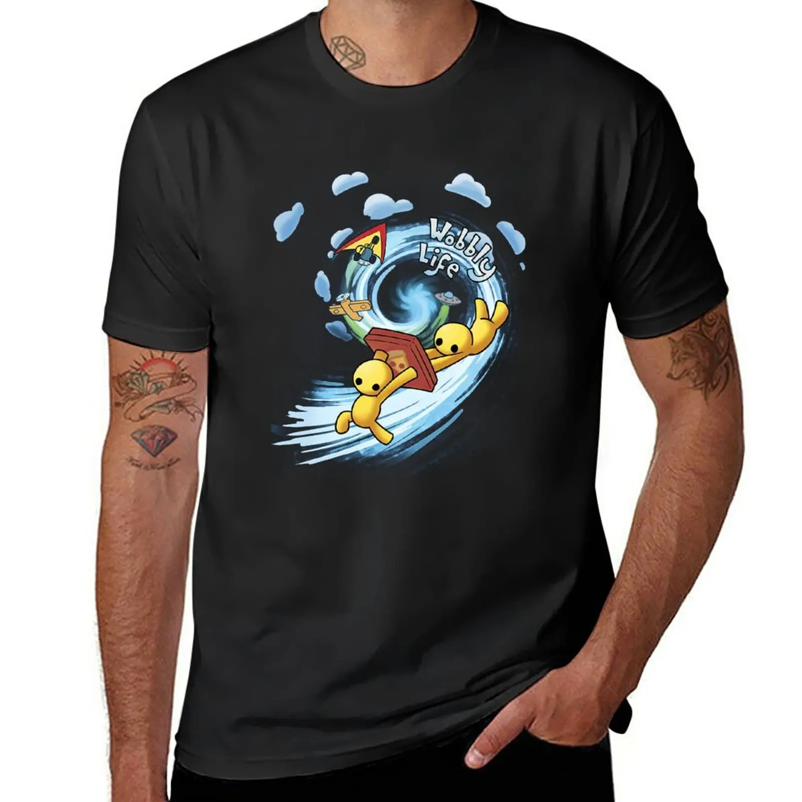 New Wobbly Life T-Shirt Grafica T-Shirt Nera T-Shirt Abbigliamento Uomo